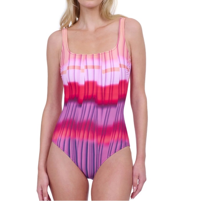 Chicos Gottex Pink Patterned Women's One Piece Swimsuit New Nwt